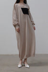 SWAYING/KNIT Deconstructed v-neck dress (with corset) SW212LS10 camel PS31
